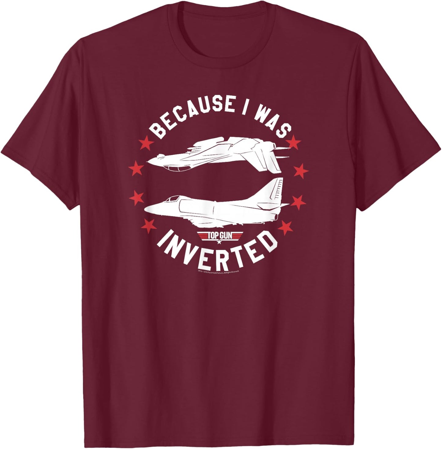 Top Gun Inverted Fighter Pilot Action Movie T-Shirt - T-Shirt | Maroon