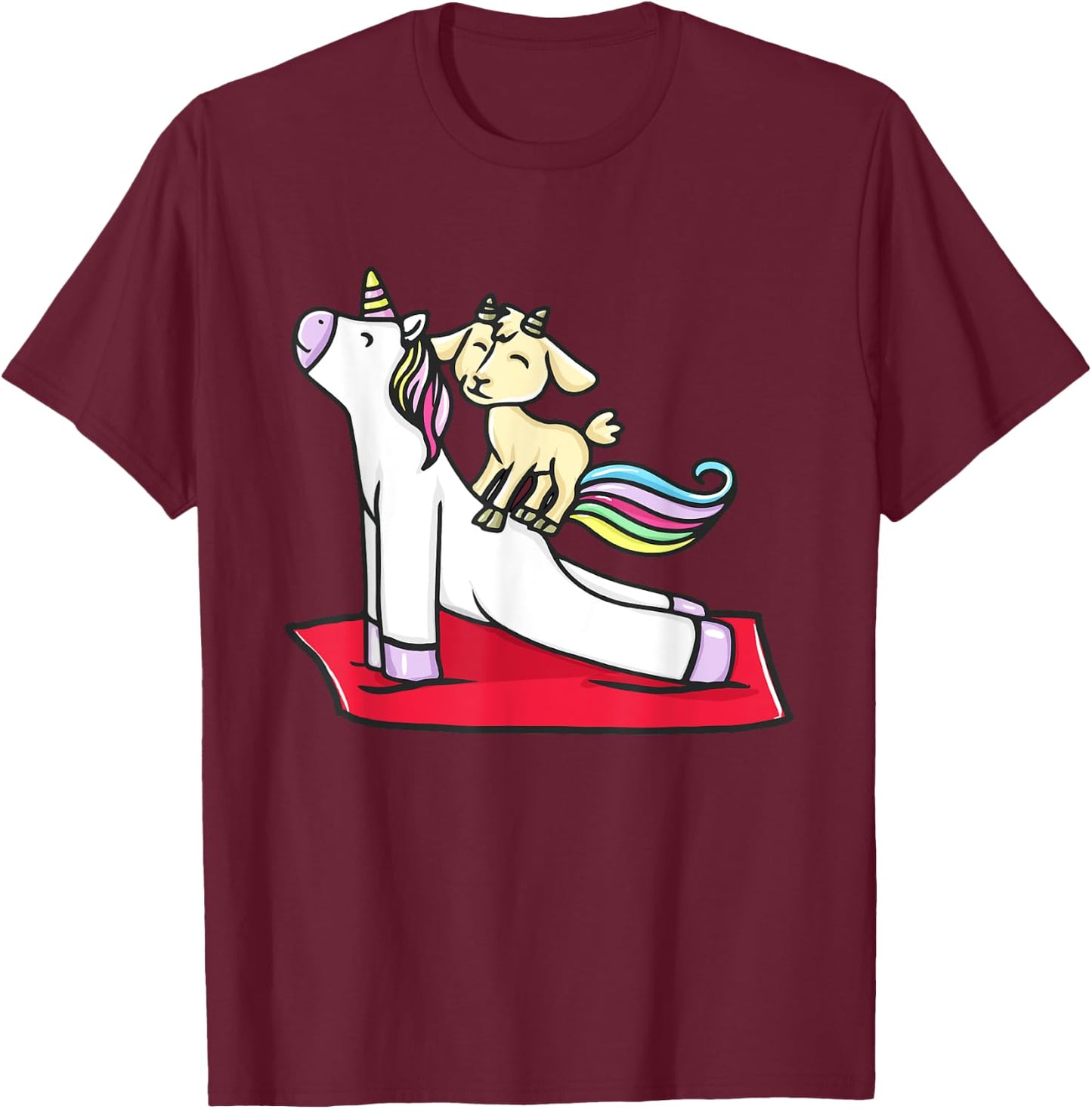 Funny Goat Yoga Spiritual Namaste Unicorn T-Shirt - T-Shirt | Maroon