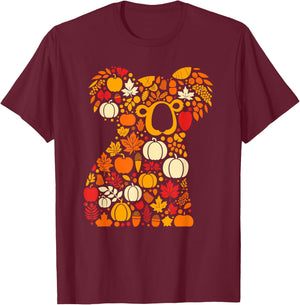 Autumn Pumpkin Fall Koala Thanksgiving Kids T-Shirt - T-Shirt | Maroon