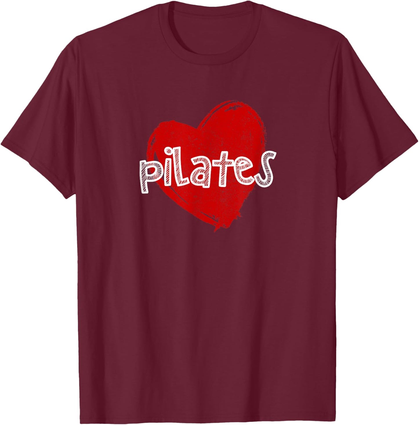 Pilates Love Funny Cute Heart Gym Teacher Pilates Class Men Women Kids T-Shirt - T-Shirt | Maroon