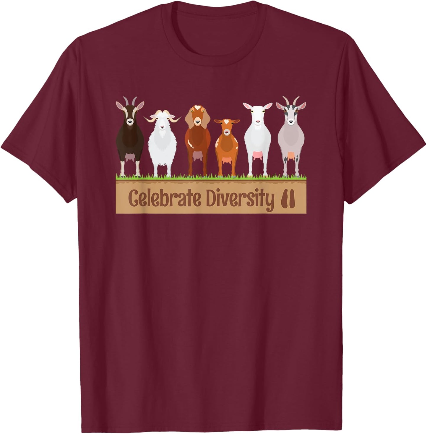 Celebrate Diversity Pet Funny Goats Shirts for Goat Lovers T-Shirt - T-Shirt | Maroon
