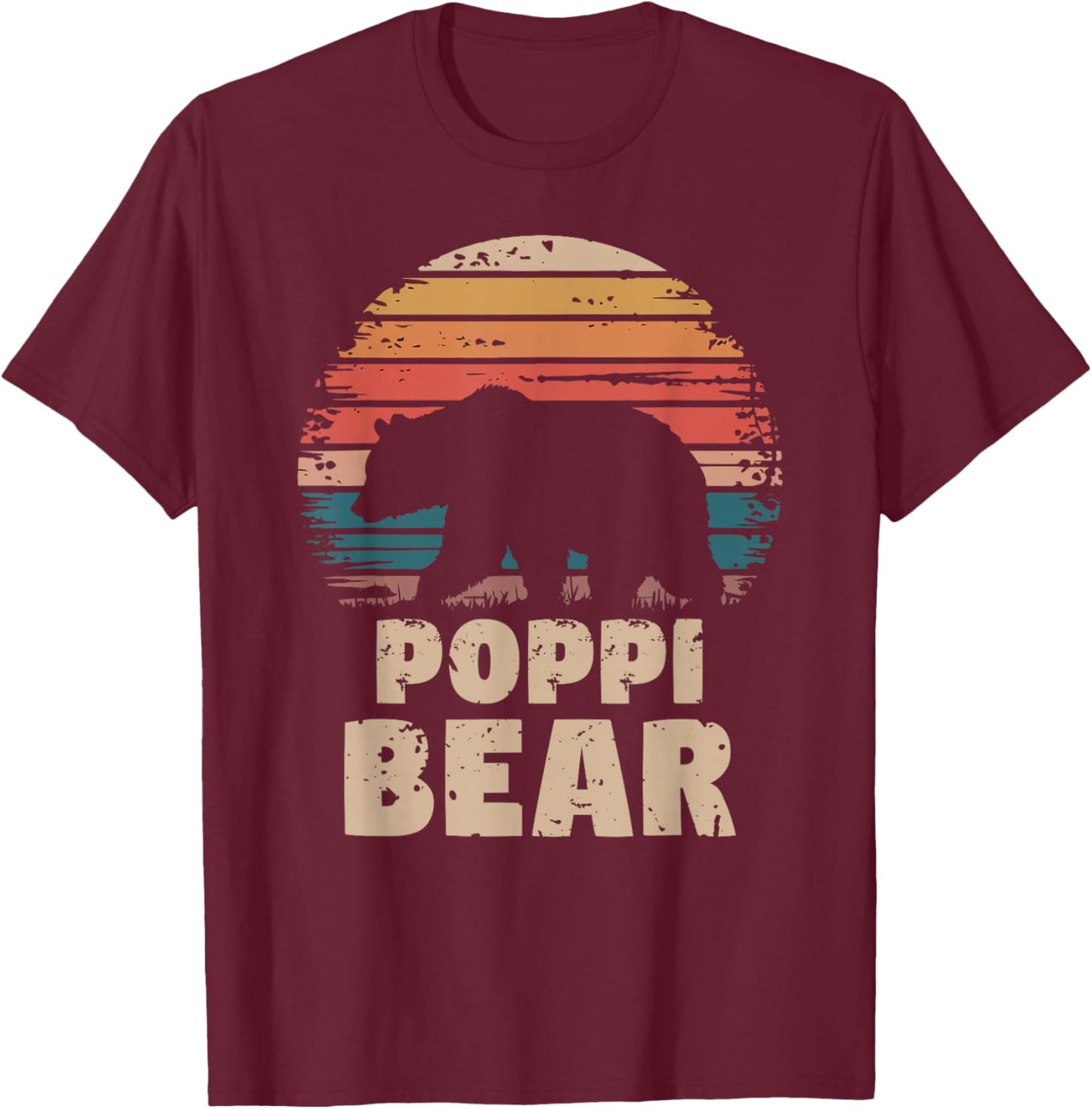 Poppi Bear Vintage Retro Funny Father's Day T-Shirt - T-Shirt | Maroon