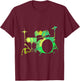 Cool Drum Kit Percussion Vintage Retro Drummer T-Shirt - T-Shirt | Maroon