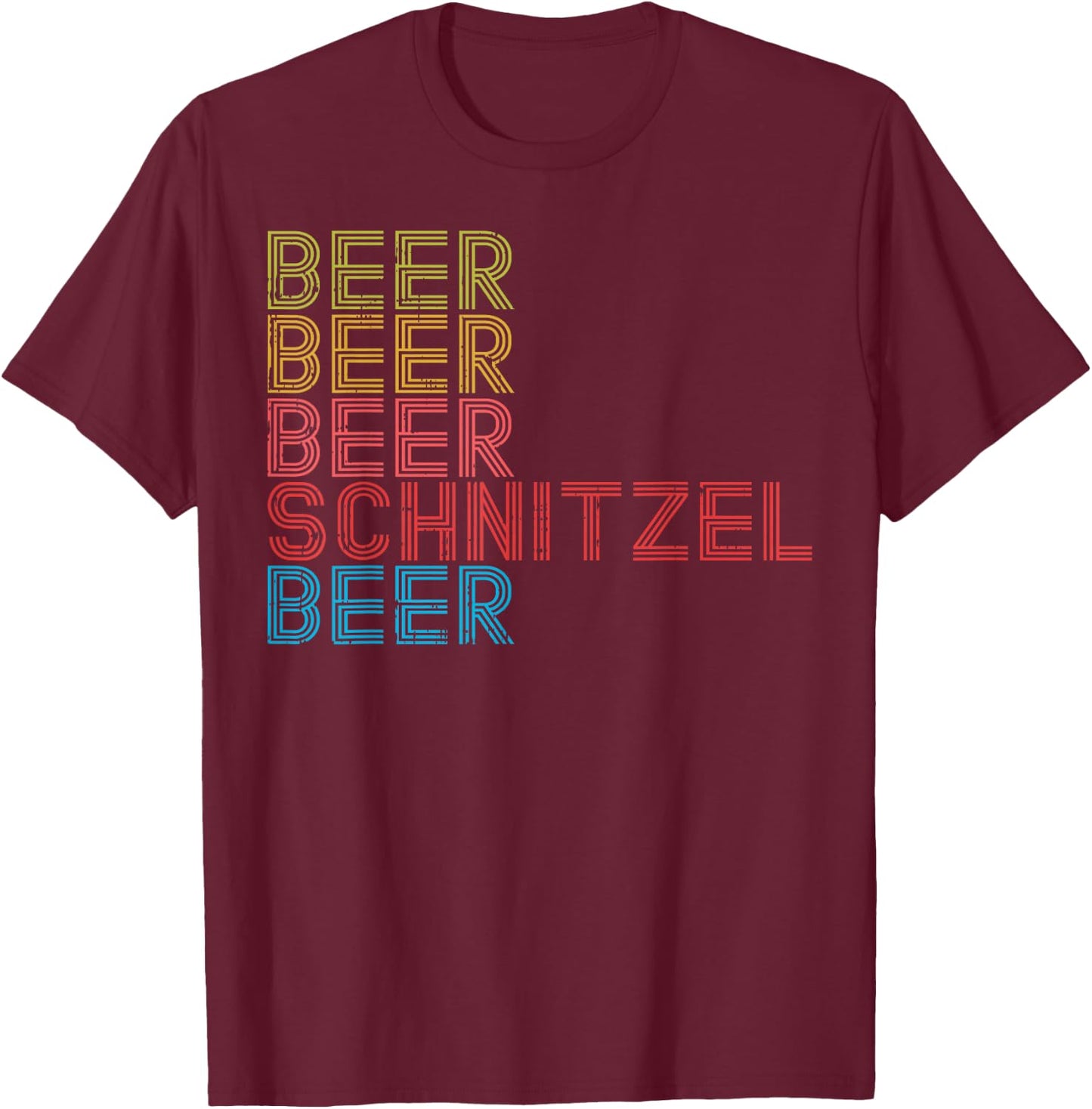 Retro Beer Schnitzel Oktoberfest German Drinking Team T-Shirt - T-Shirt | Maroon