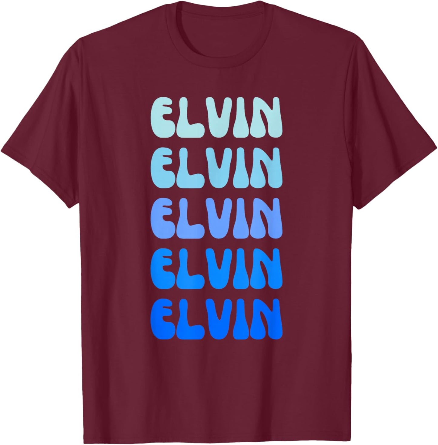 Elvin Retro Name Stack Design T-Shirt - T-Shirt | Maroon