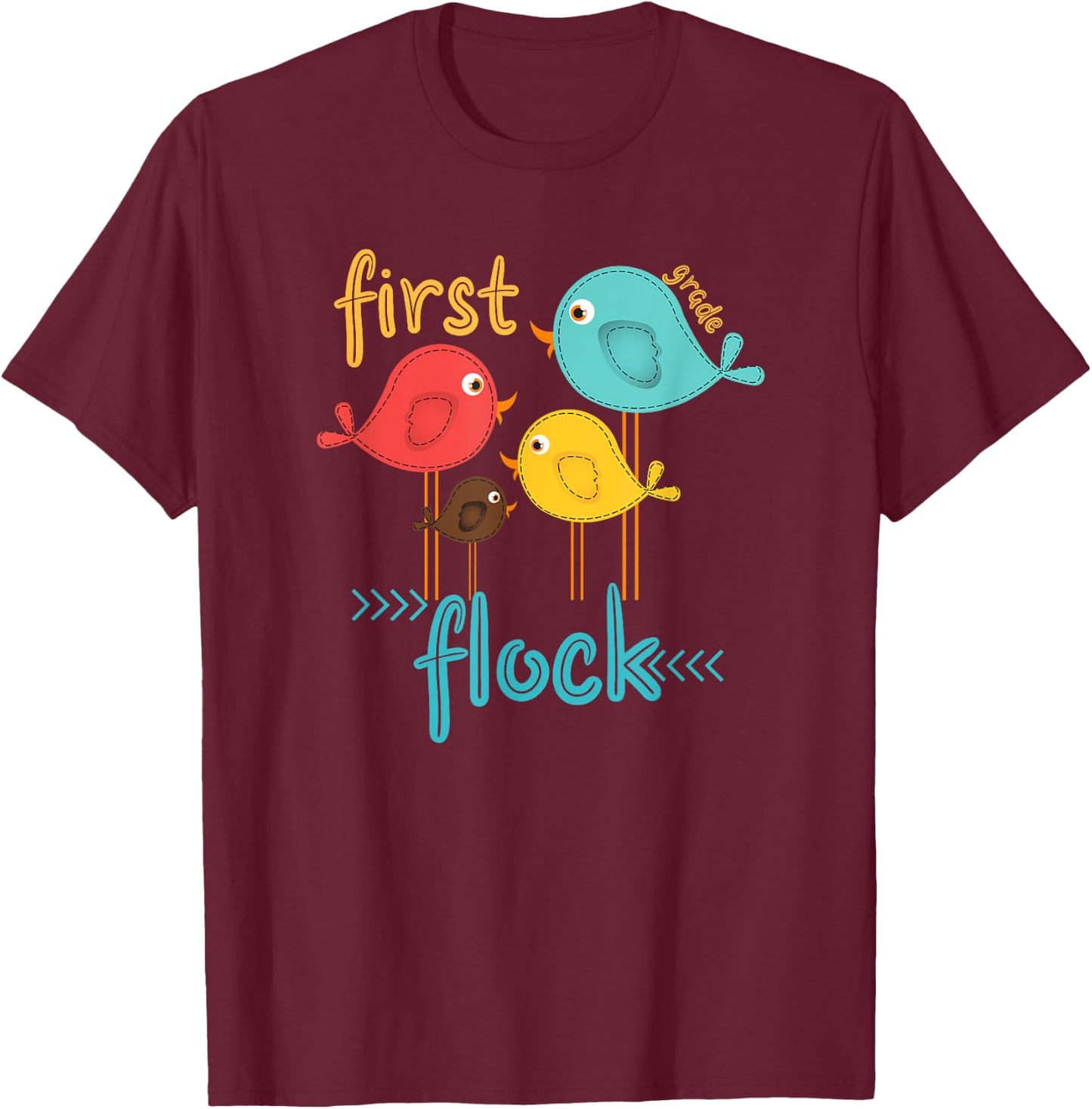 First Grade Teacher First Grade Flock Women Kids T-Shirt - T-Shirt | Maroon