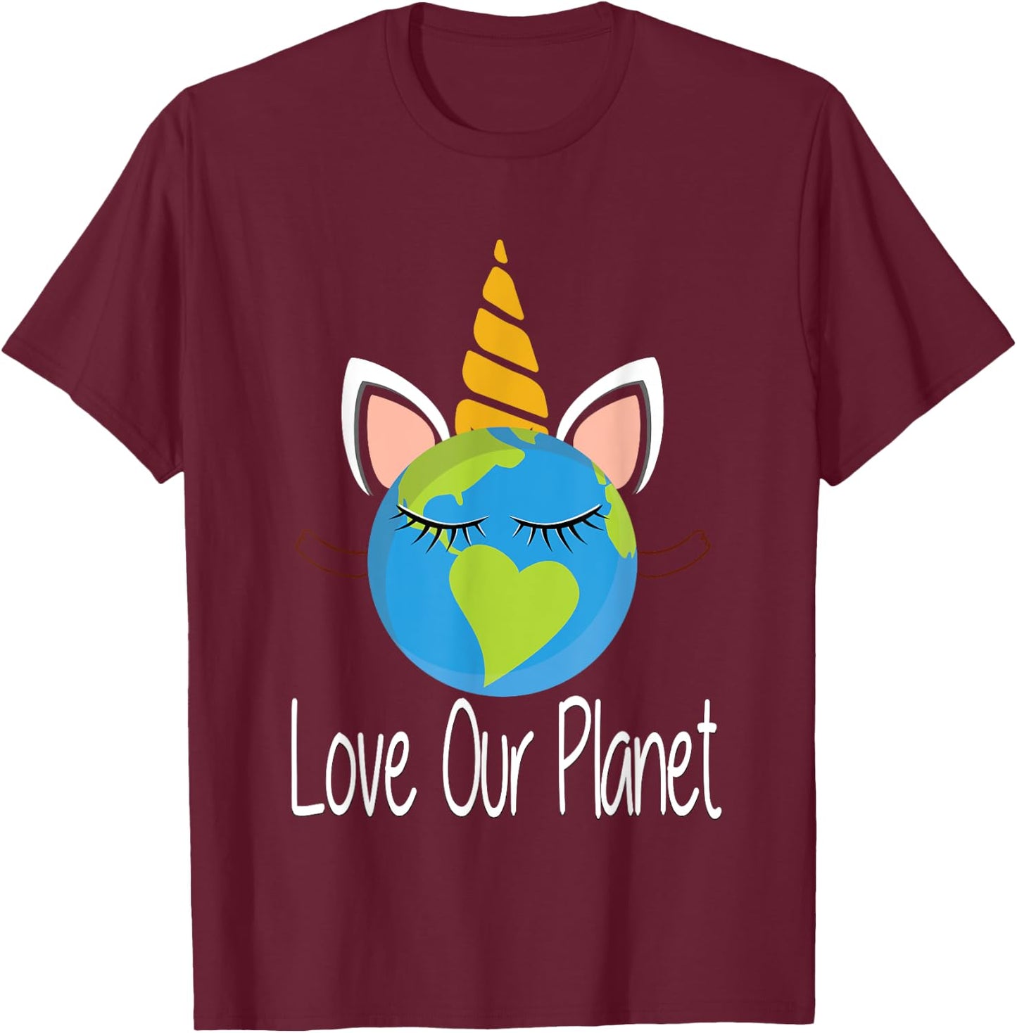 Toddler Girl Earth Day T Shirt Kids Unicorn Face Teen T-Shirt - T-Shirt | Maroon
