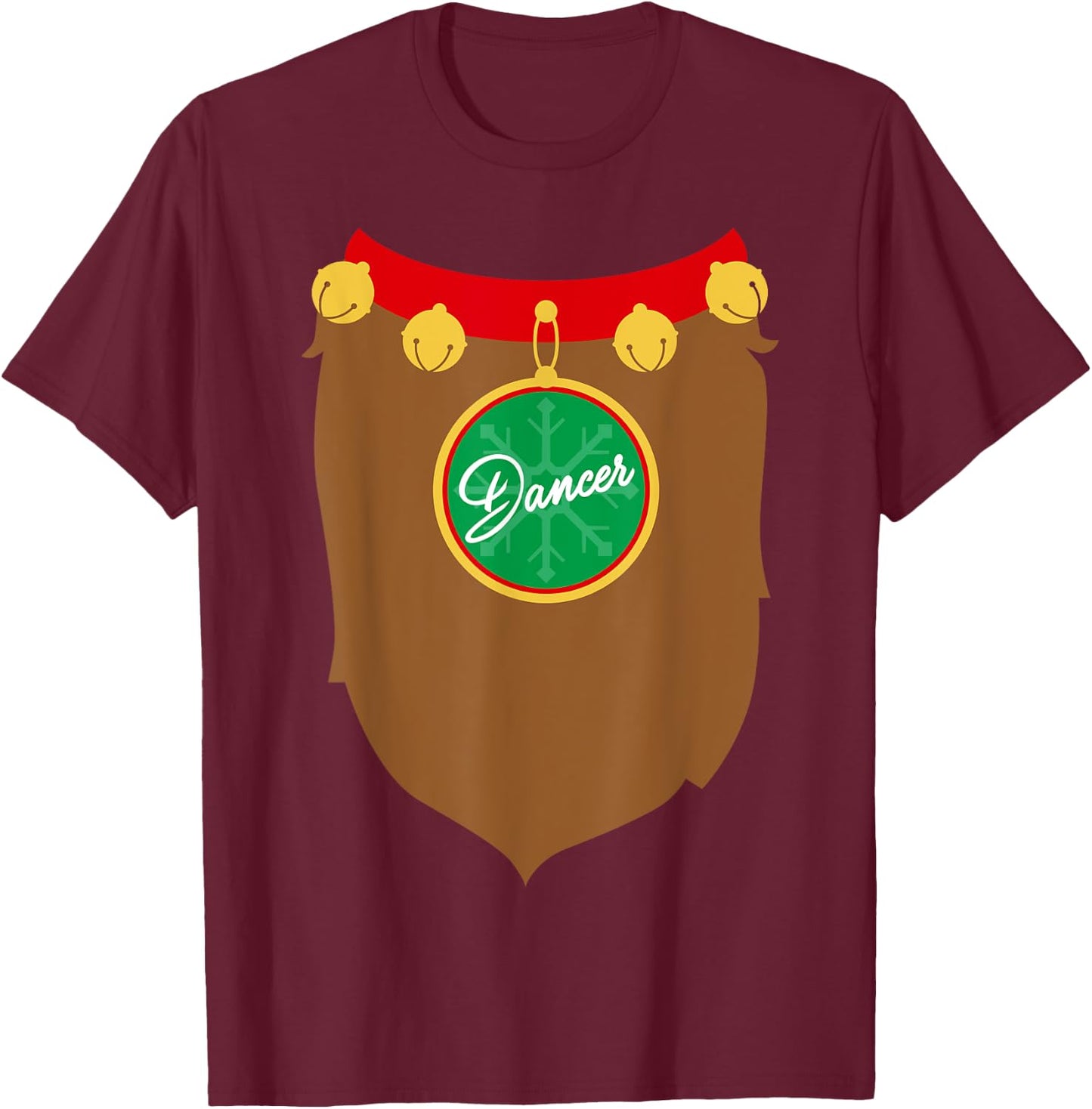 Reindeer Costume Christmas Dancer Santa Holiday Gift T-Shirt - T-Shirt | Maroon