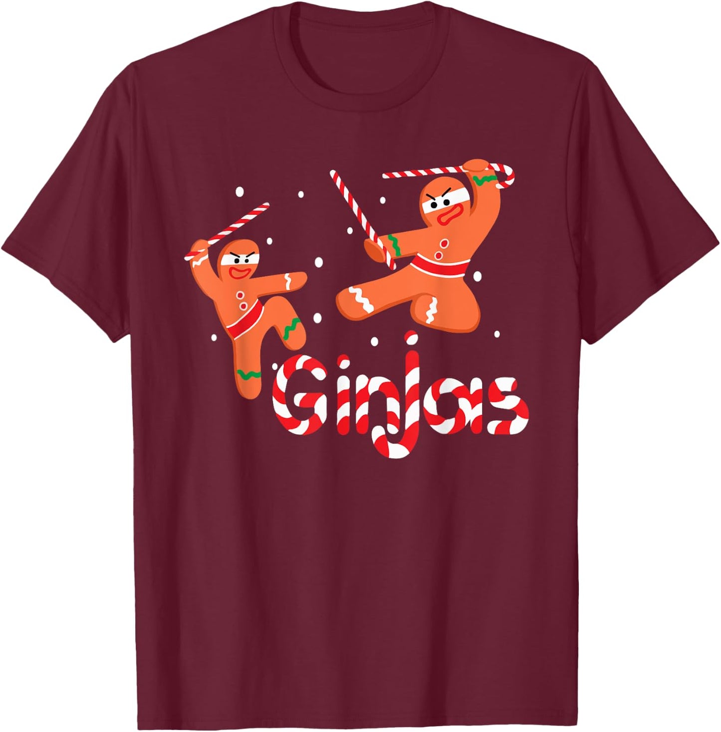 Ginjas Shirt Gingerbread Men Ninjas Christmas Gift T-Shirt - T-Shirt | Maroon