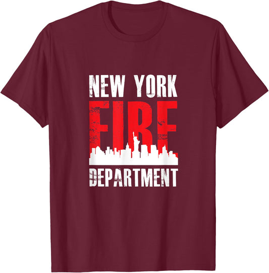 Cool Firefighter Shirts Gift Firefighter: NYFD New York T-Shirt - T-Shirt | Maroon