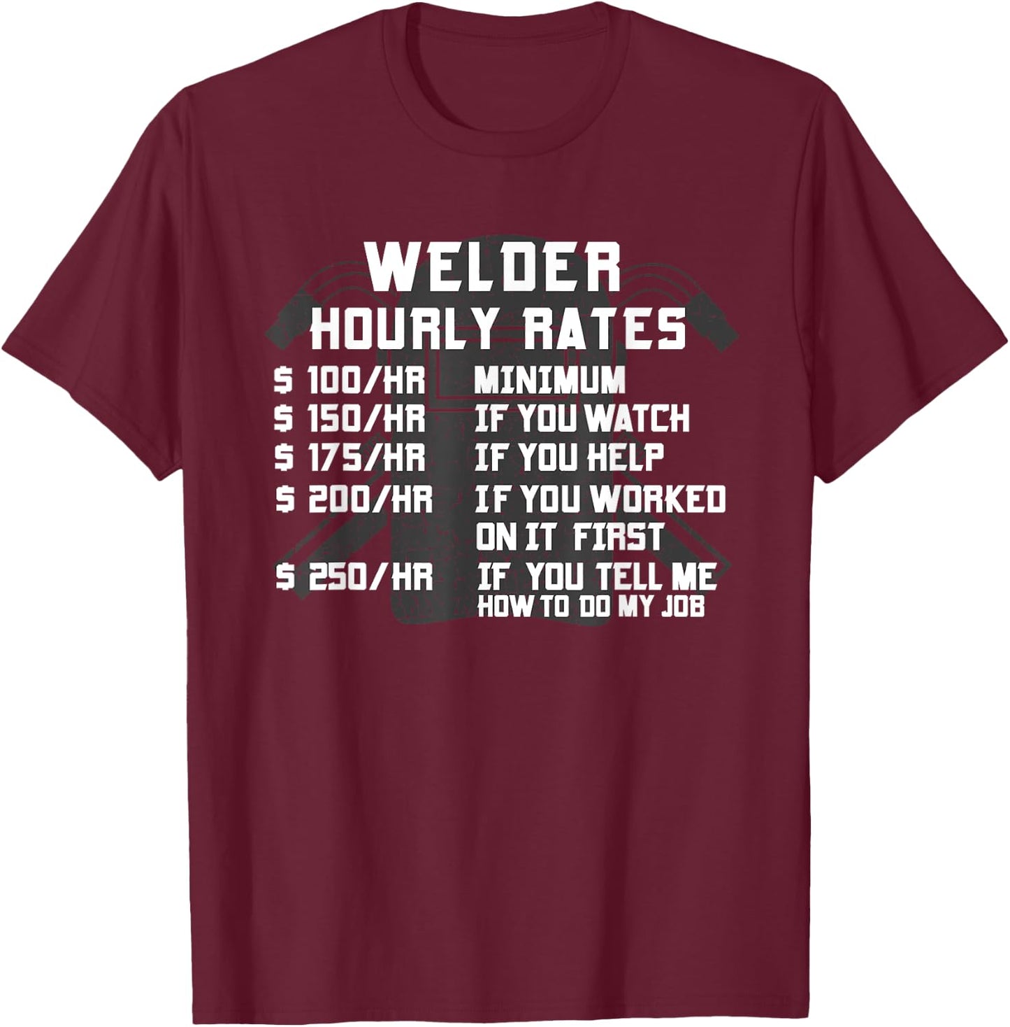 Welder Hourly Rate Funny Welding Worker Men Women Gift T-Shirt - T-Shirt | Maroon