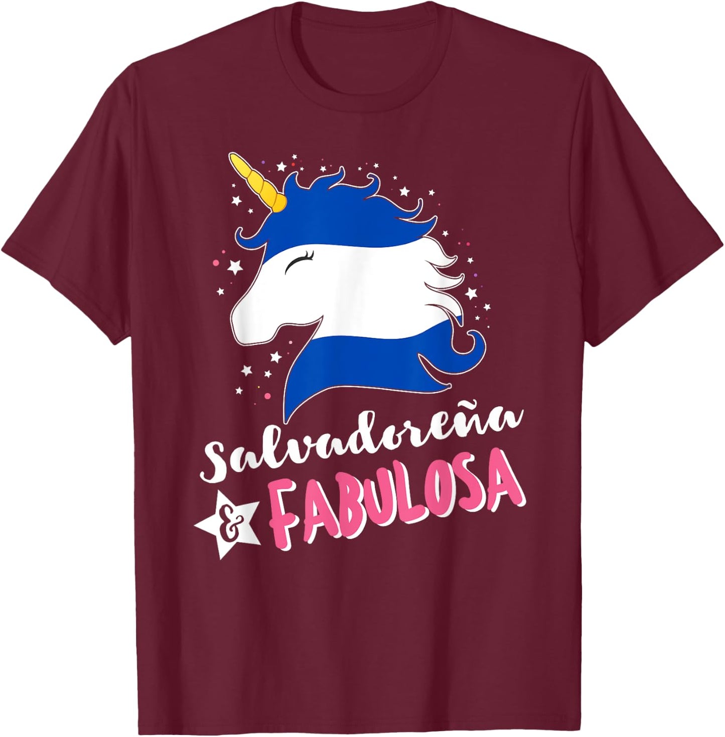 Salvadoran Flag El Salvador Unicornio T-Shirt - T-Shirt | Maroon