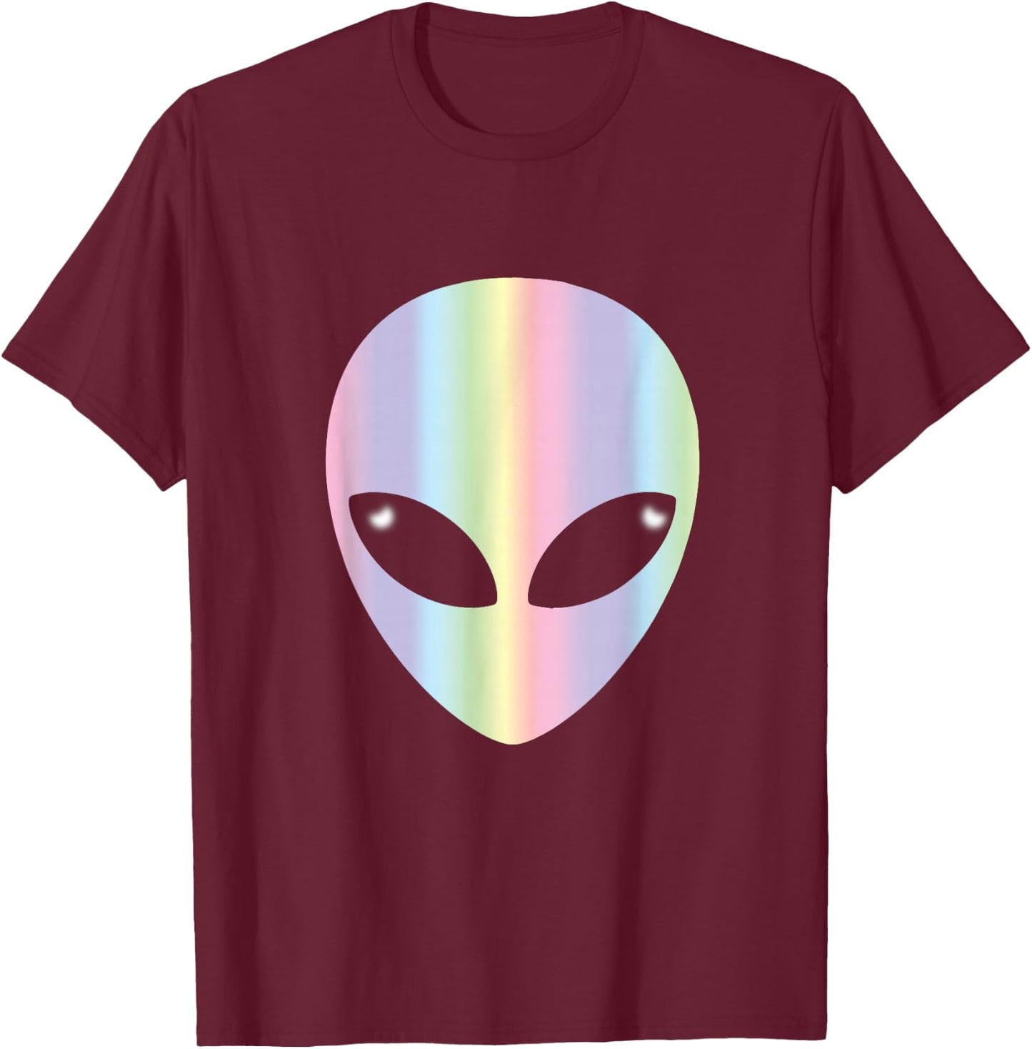 Alien Head T Shirt-Colorful Alien T-Shirt - T-Shirt | Maroon