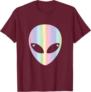 Alien Head T Shirt-Colorful Alien T-Shirt - T-Shirt | Maroon