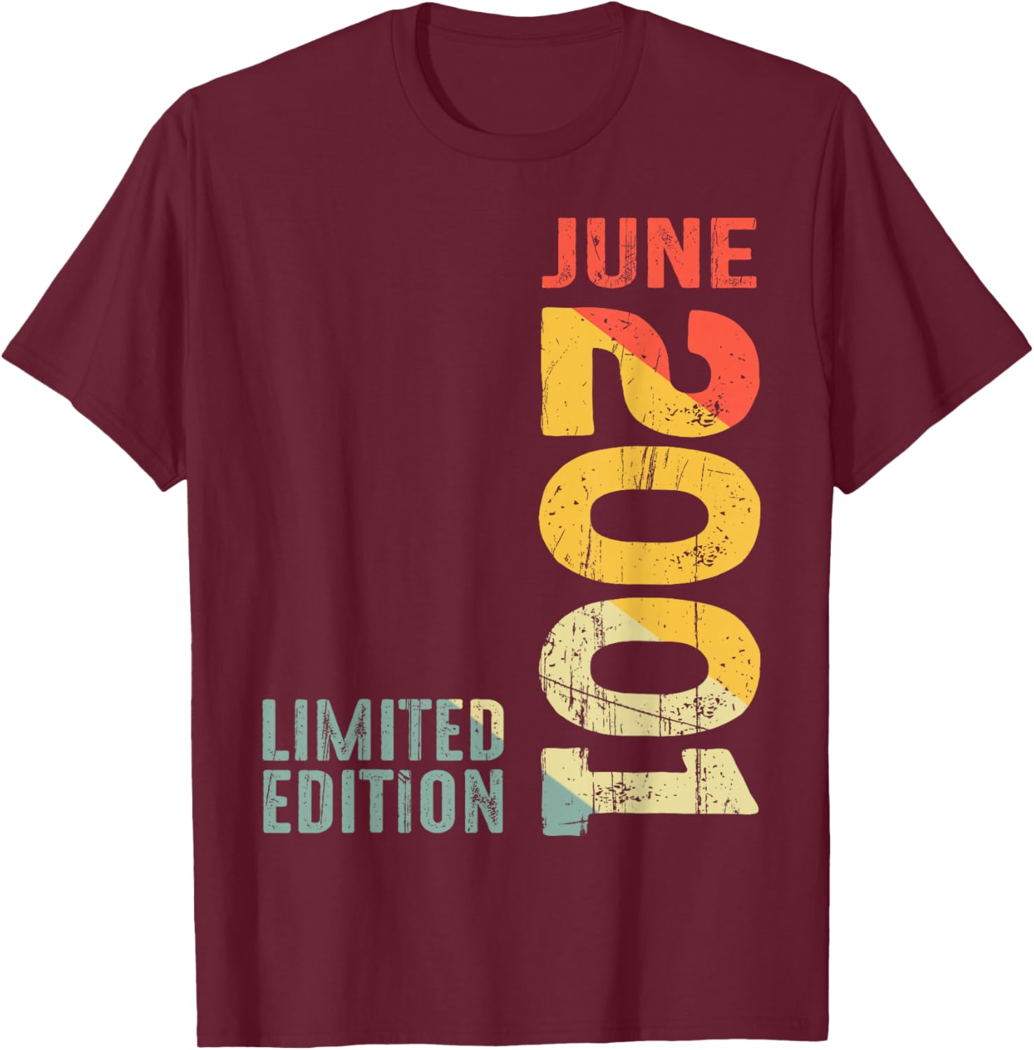 Month June 2001 Year 2001 Retro 2001 Vintage 2001 Since 2001 T-Shirt - T-Shirt | Maroon