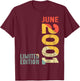 Month June 2001 Year 2001 Retro 2001 Vintage 2001 Since 2001 T-Shirt - T-Shirt | Maroon
