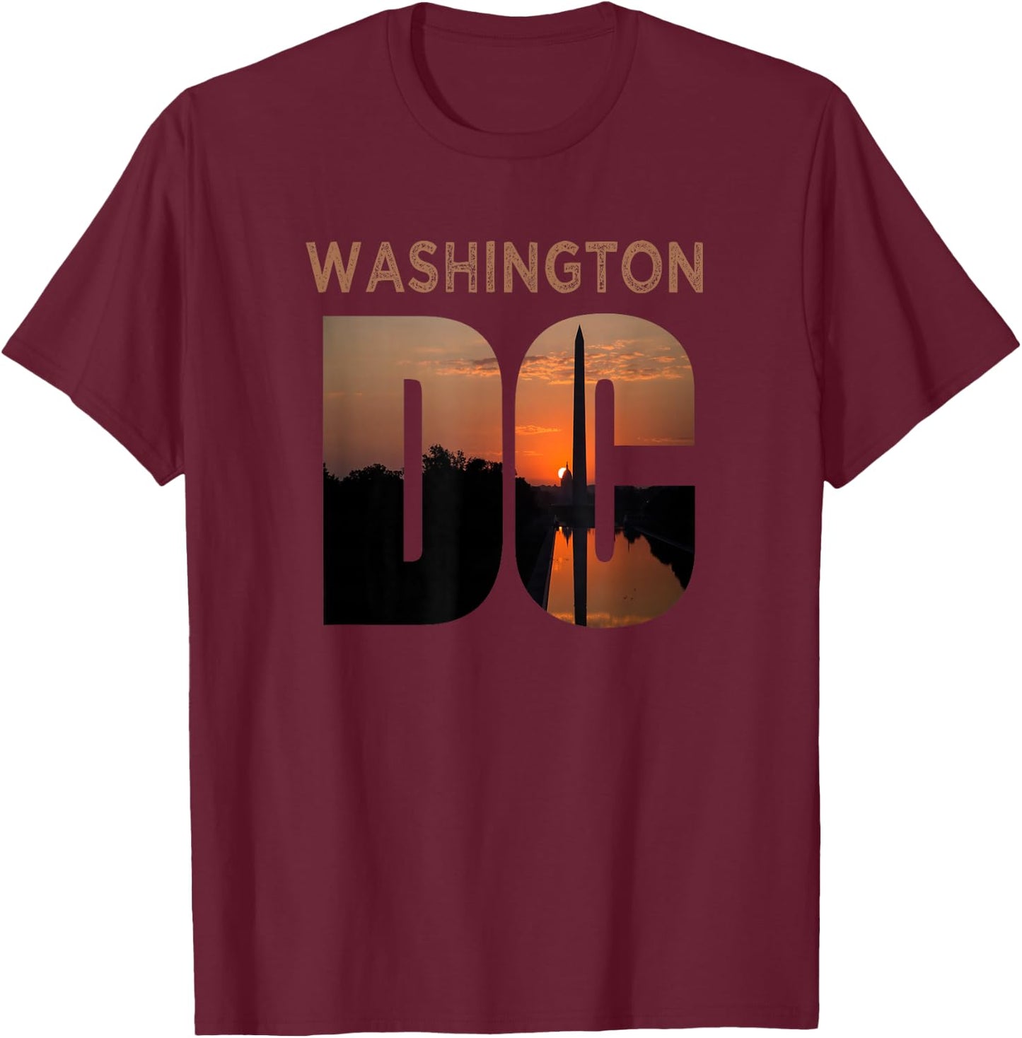 Washington DC Monument Skyline Art Vacation Souvenir Gift T-Shirt - T-Shirt | Maroon