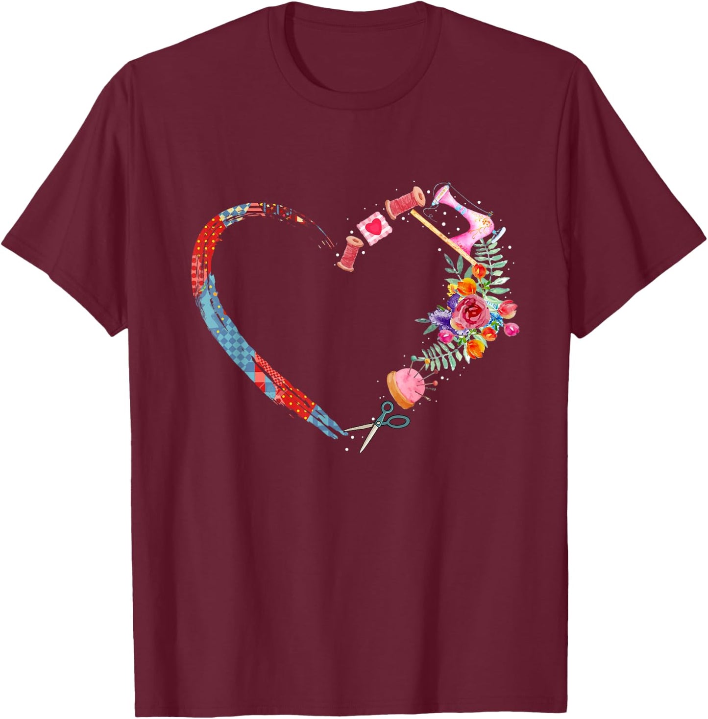 Quilting , sewing my heart loves T-Shirt - T-Shirt | Maroon