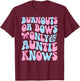 Burnouts Or Bows Auntie Gender Reveal Aunt Groovy T-Shirt - T-Shirt | Maroon