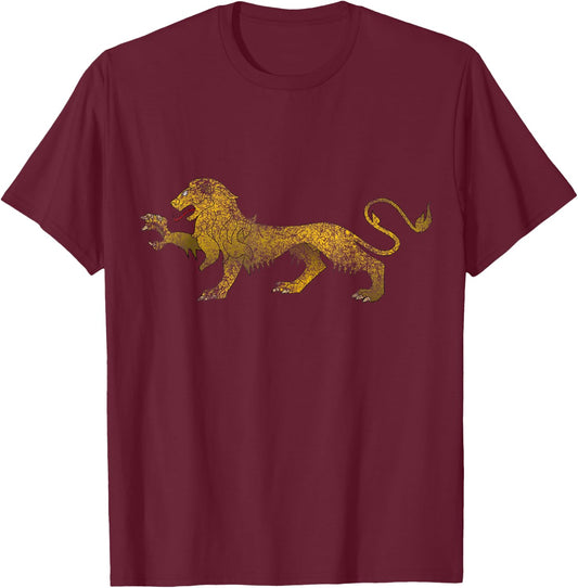 Medieval heraldry lion royal symbol T-Shirt - T-Shirt | Maroon