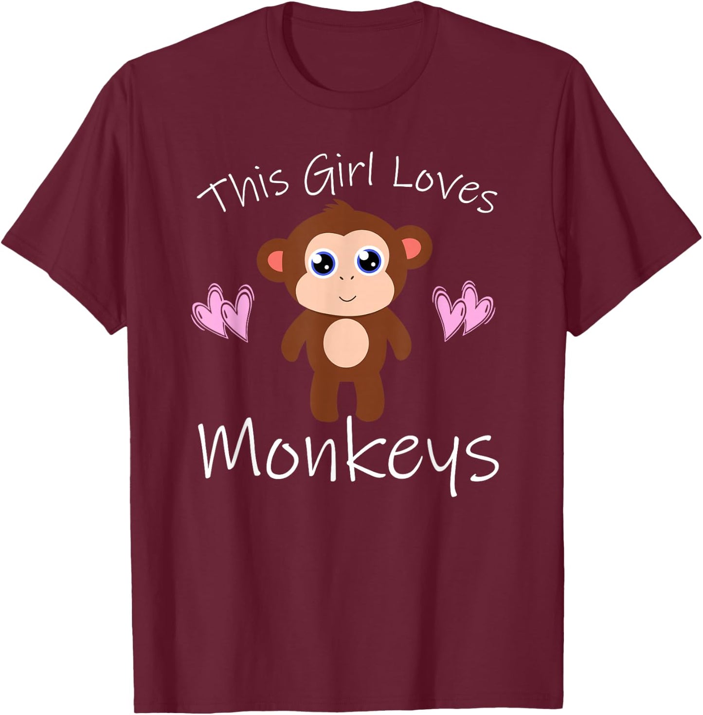 Monkey THIS GIRL LOVES MONKEYS Cute Kids Mom Gift T-Shirt - T-Shirt | Maroon