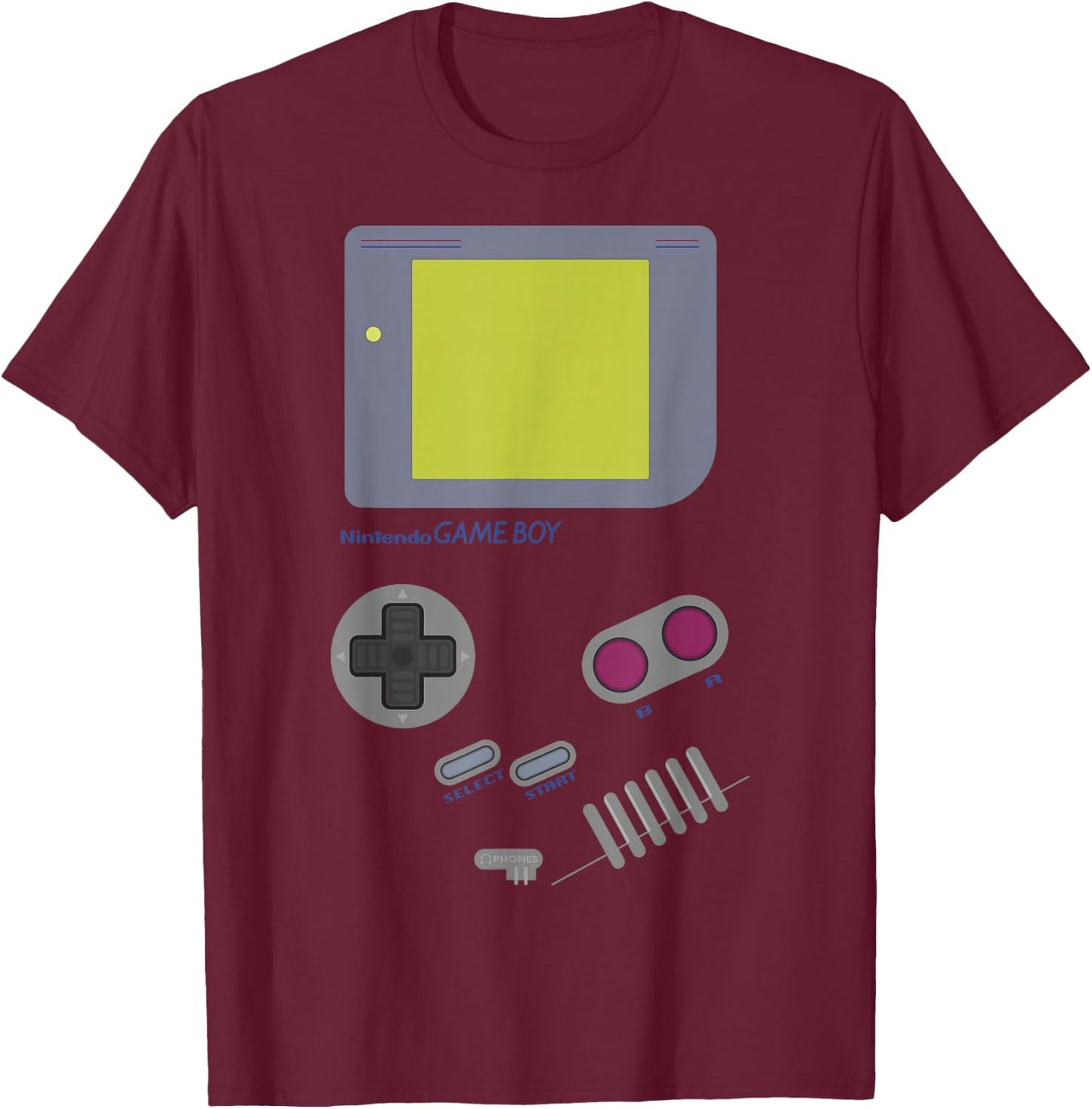 Nintendo Game Boy Screen Buttons Retro Graphic T-Shirt - T-Shirt | Maroon