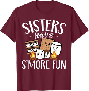 Sisters Have Smore Fun Funny Kawaii Smores Camping kids T-Shirt - T-Shirt | Maroon