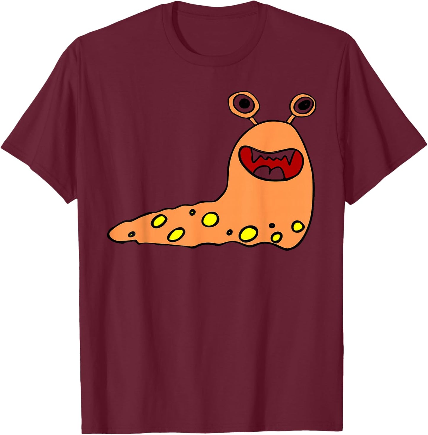 Cartoon Style Monster Slug T-Shirt - T-Shirt | Maroon