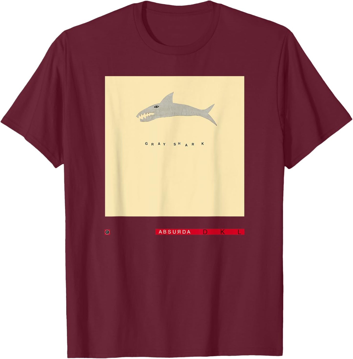 Studio: David Lynch Gray Shark T-Shirt - T-Shirt | Maroon