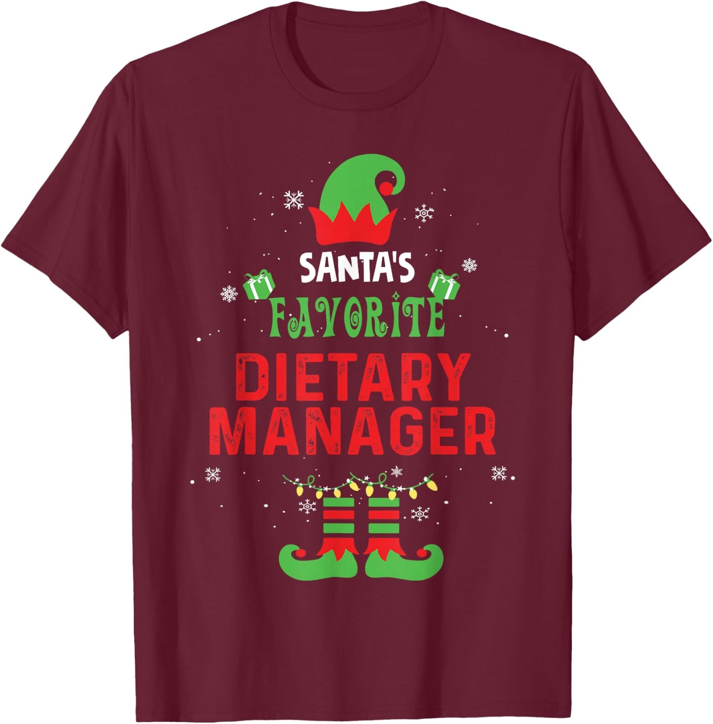 Santa's Favorite Dietary Manager Funny Family Xmas T-Shirt - T-Shirt | Maroon