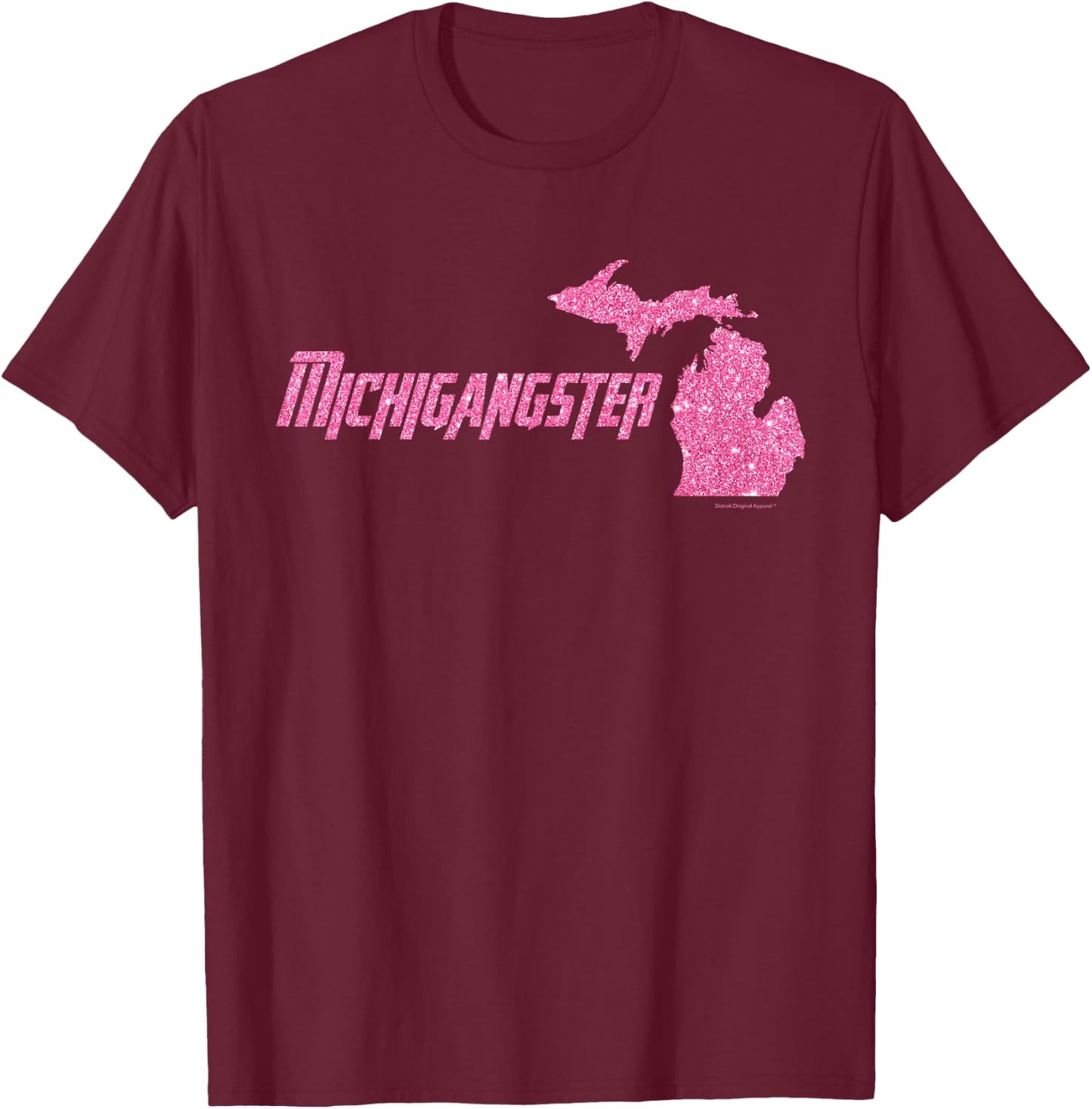 Michigangster Detroit Michigan Midwest Mitten T-Shirt - T-Shirt | Maroon