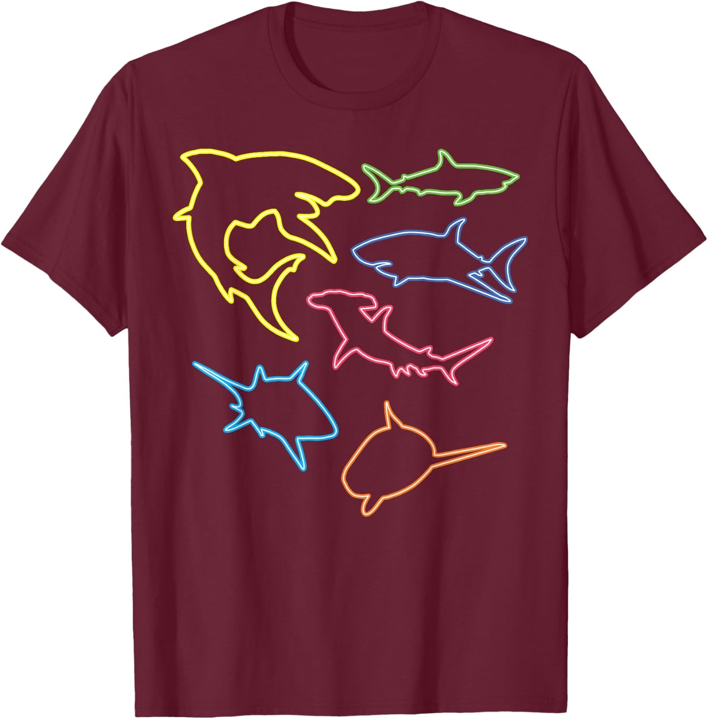 Shark Lovers Retro Fun Shark Gift Design 4 Shark Fans T-Shirt - T-Shirt | Maroon