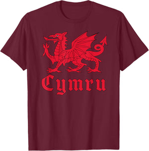 Cymru Red Dragon of Wales Flag T-Shirt - T-Shirt | Maroon