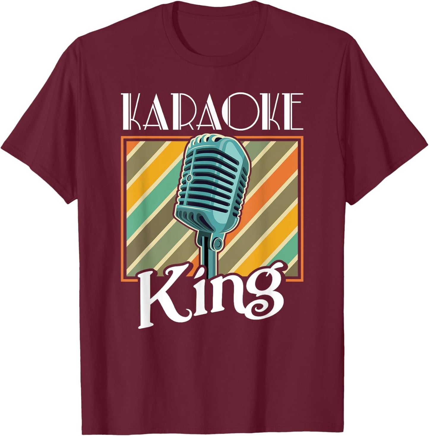 Karaoke King Retro Karaoke Microphone Singer T-Shirt - T-Shirt | Maroon