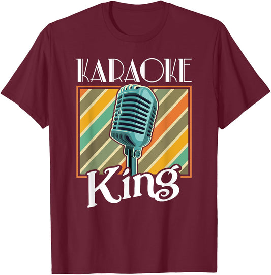Karaoke King Retro Karaoke Microphone Singer T-Shirt - T-Shirt | Maroon