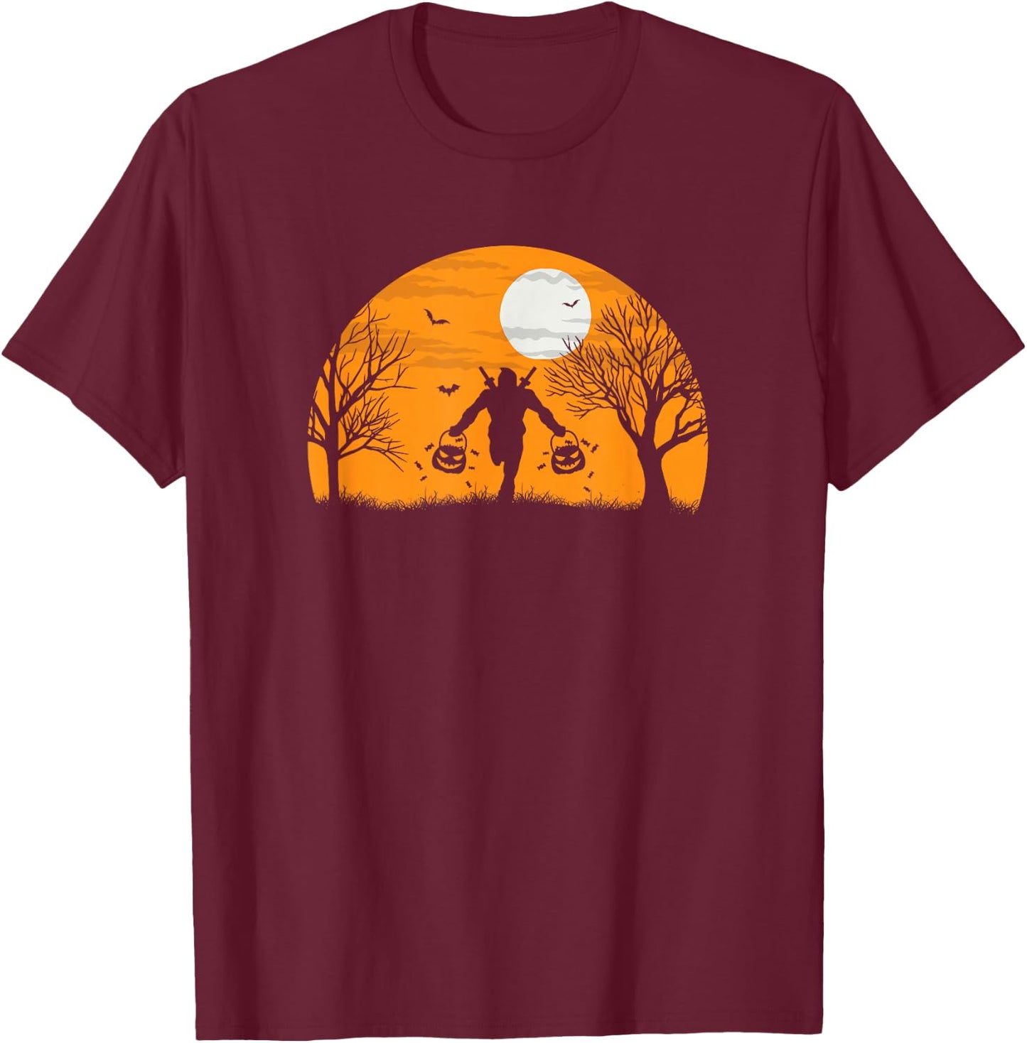 Marvel Deadpool Trick-or-Treat Silhouette Halloween T-Shirt - T-Shirt | Maroon