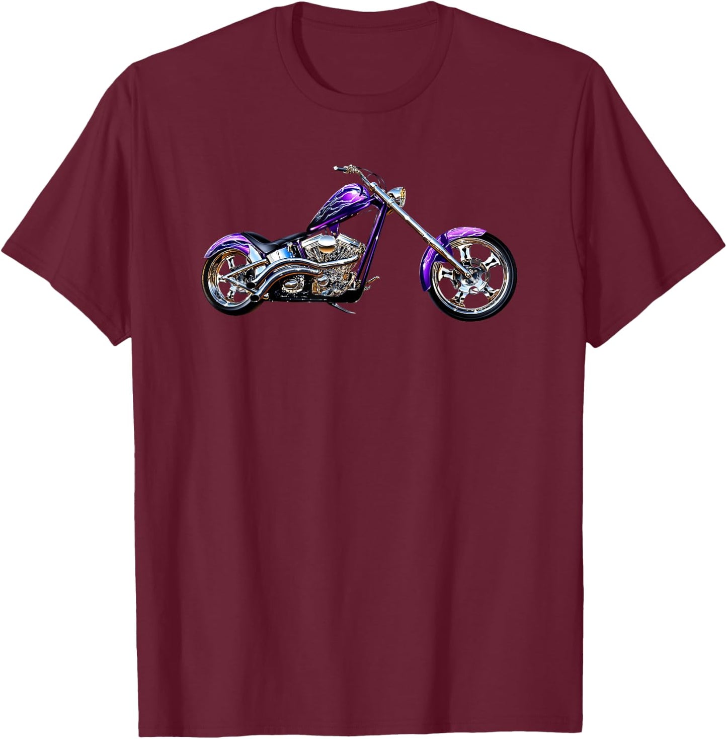 Purple Chopper Motorcycle T-Shirt - T-Shirt | Maroon