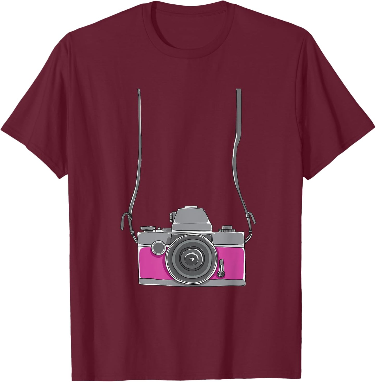 Fake Tourist Camera - Funny Holiday Vacation Photographer Small T-Shirt - T-Shirt | Maroon
