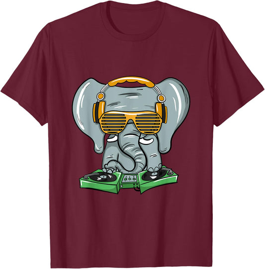 Dj Elephant House Trance Gift Rave Party T-Shirt - T-Shirt | Maroon