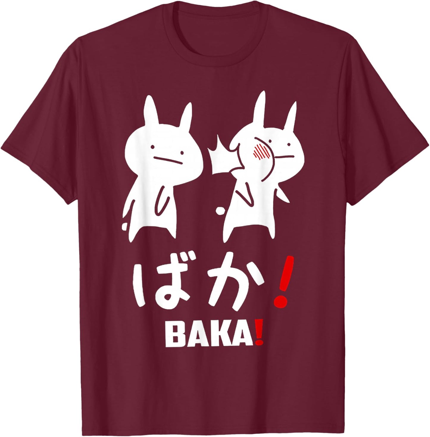 Funny Anime Baka Rabbit Slap Japanese Gift T-Shirt - T-Shirt | Maroon