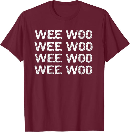 Wee Woo Fire Truck T-Shirt - T-Shirt | Maroon