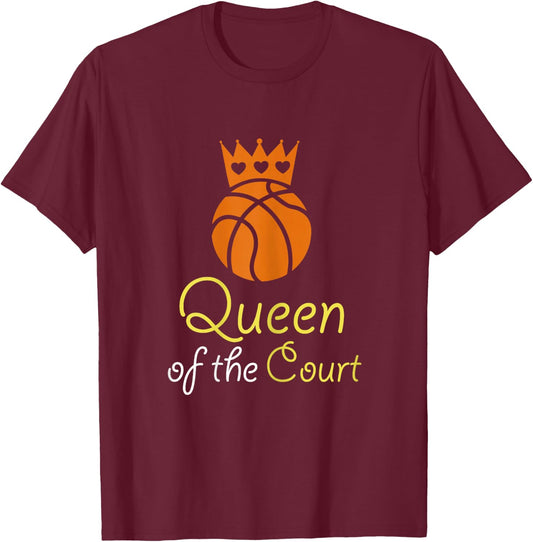 Basketball Shirts for Girls Teens Queen Court T Shirt Gift T-Shirt - T-Shirt | Maroon