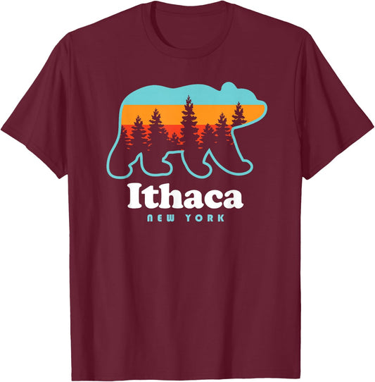 Ithaca NY Bear Ithaca New York T-Shirt - T-Shirt | Maroon