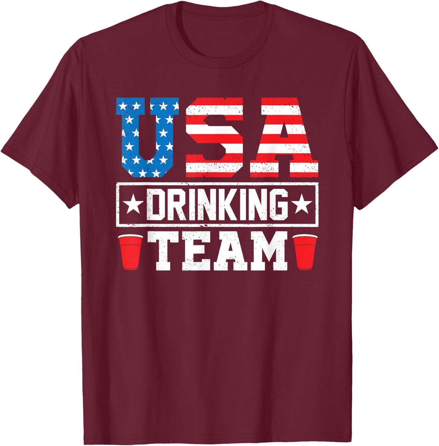USA Drinking Team Funny Drinking Beer Lover T-Shirt - T-Shirt | Maroon