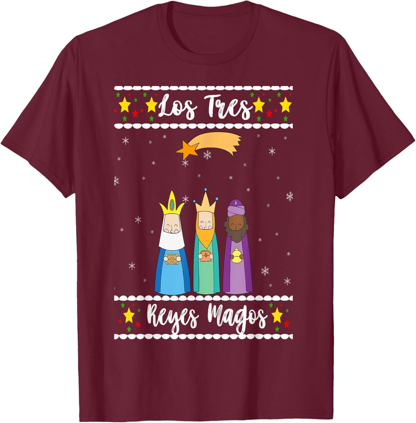 Los Tres Reyes Magos Navidad Latina Tres Reyes T-Shirt - T-Shirt | Maroon