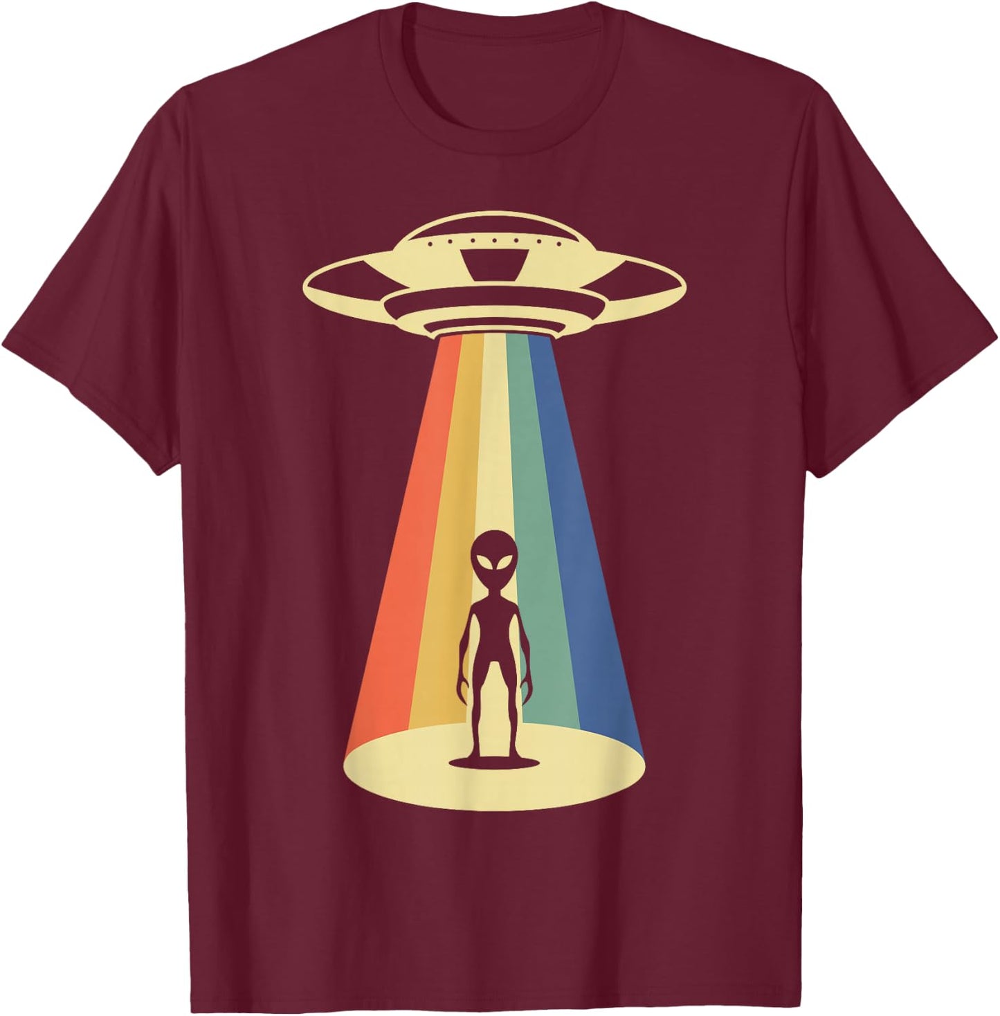 UFO Abduction - Alien Abduction Vintage Aliens Lover T-Shirt - T-Shirt | Maroon
