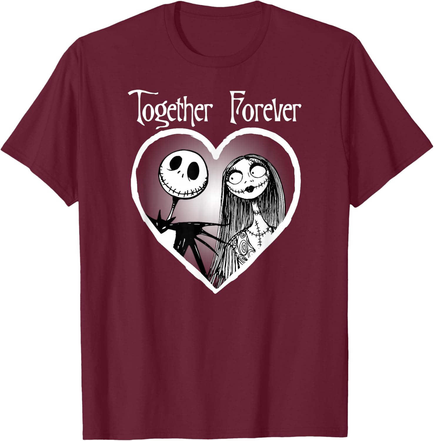 Disney Jack Skellington Together Forever Short Sleeve T-Shirt - T-Shirt | Maroon