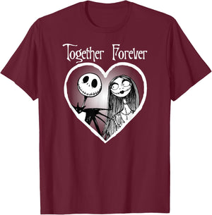 Disney Jack Skellington Together Forever Short Sleeve T-Shirt - T-Shirt | Maroon