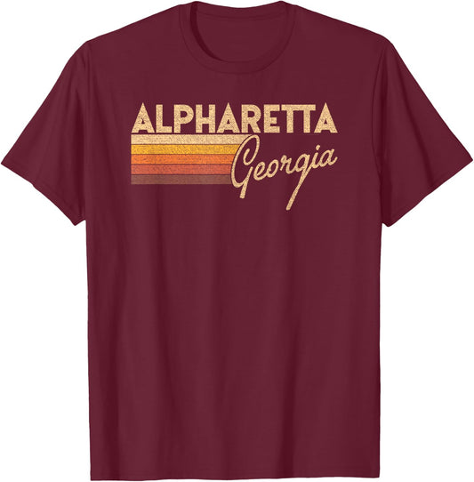80s Style Alpharetta Georgia T-Shirt - T-Shirt | Maroon