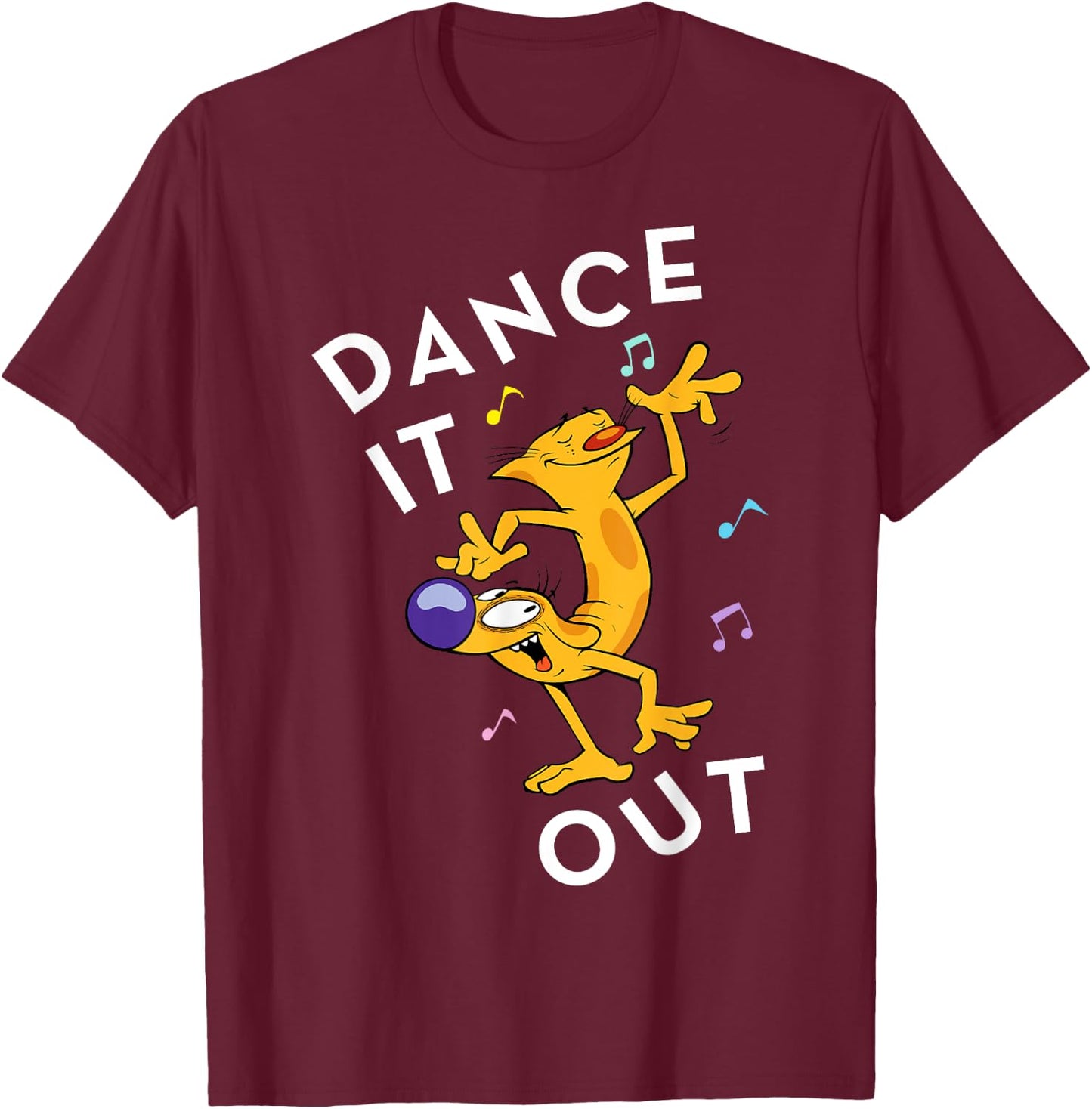 CatDog Dance It Out Music Notes Graphic T-Shirt - T-Shirt | Maroon